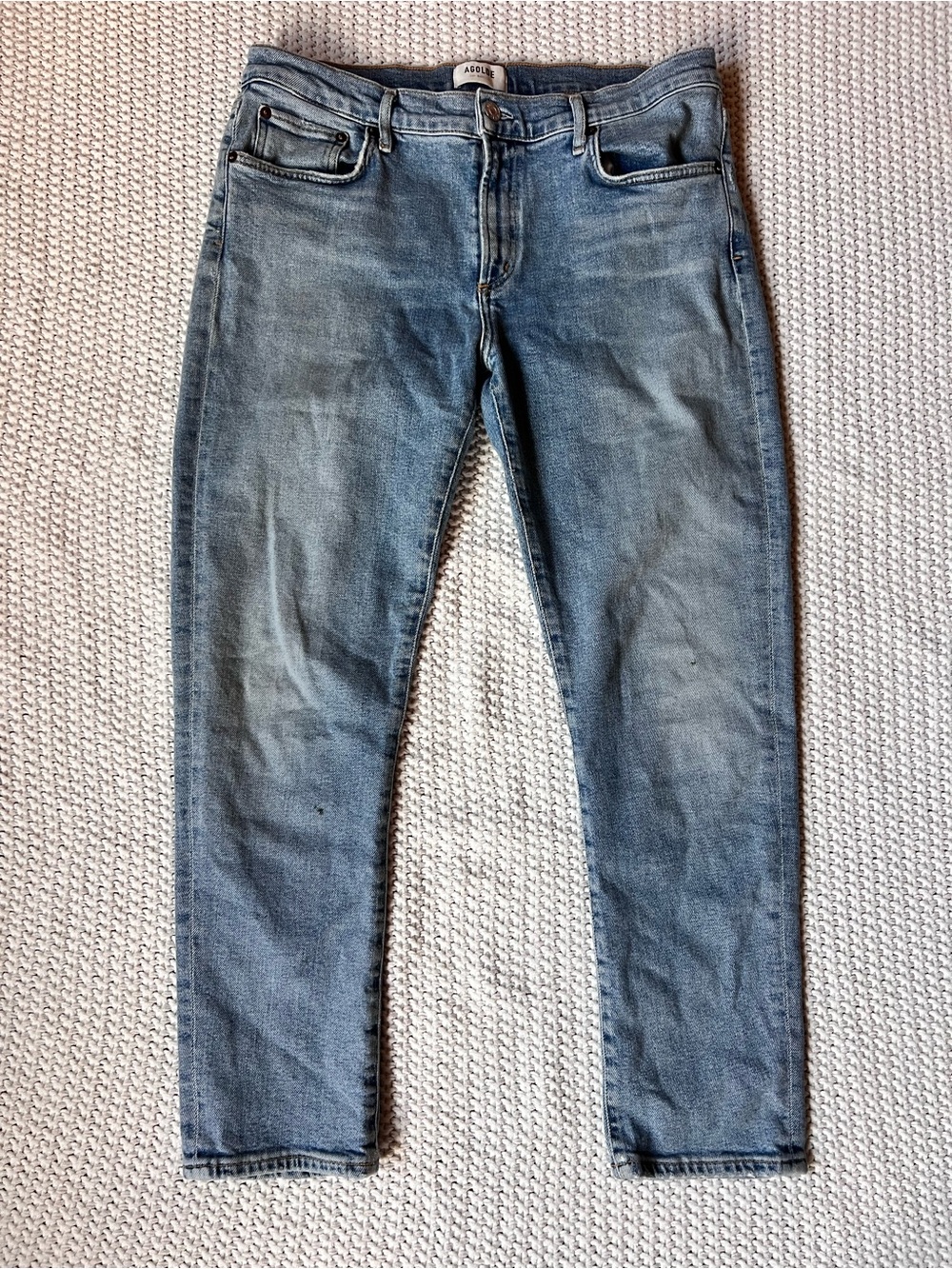 AGOLDE TONI Jeans Blue Mid Rise Straight Crop Classic Quality Denim Size 31